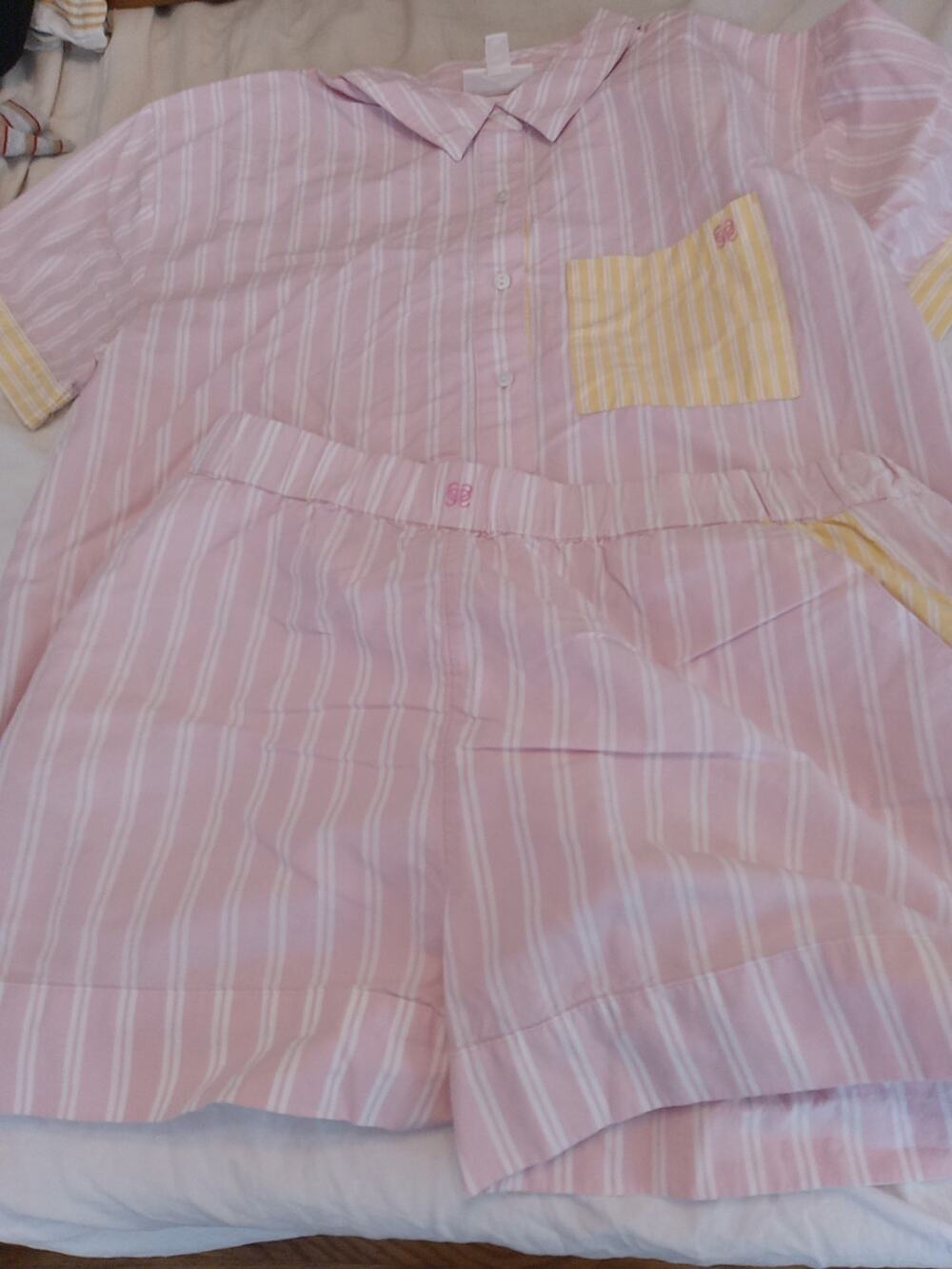 State of Day Breathe & Rest Pajama Set, Womens M, Pink Stripe Colorblock